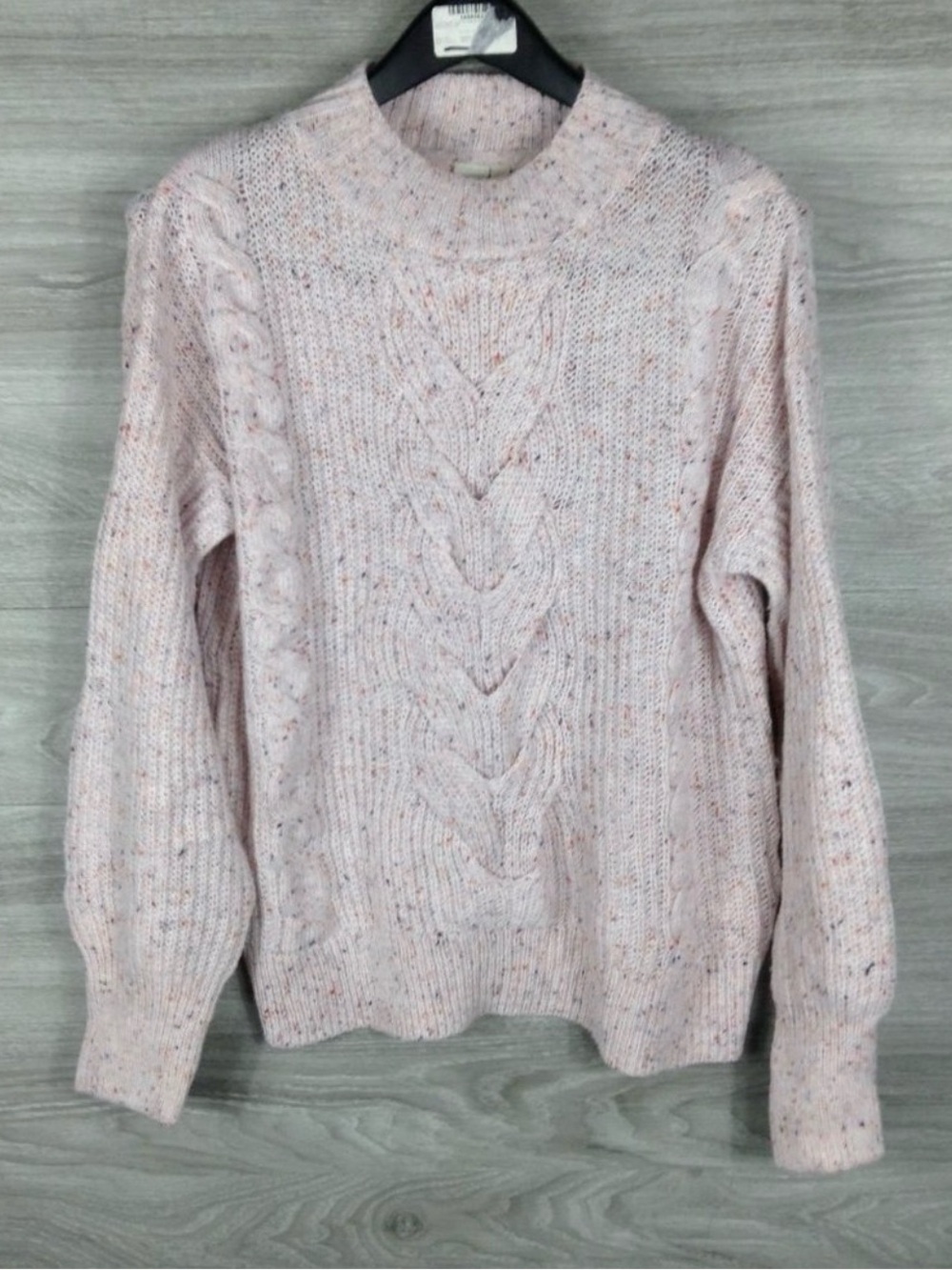 Ady P pink cable knit long sleeve mock neck sweater size L
